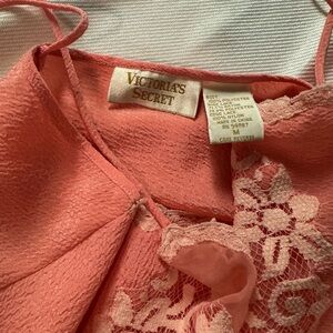 Vintage Victoria's Secret Satin Lace Trim Slip Dress Lingerie Gold Label